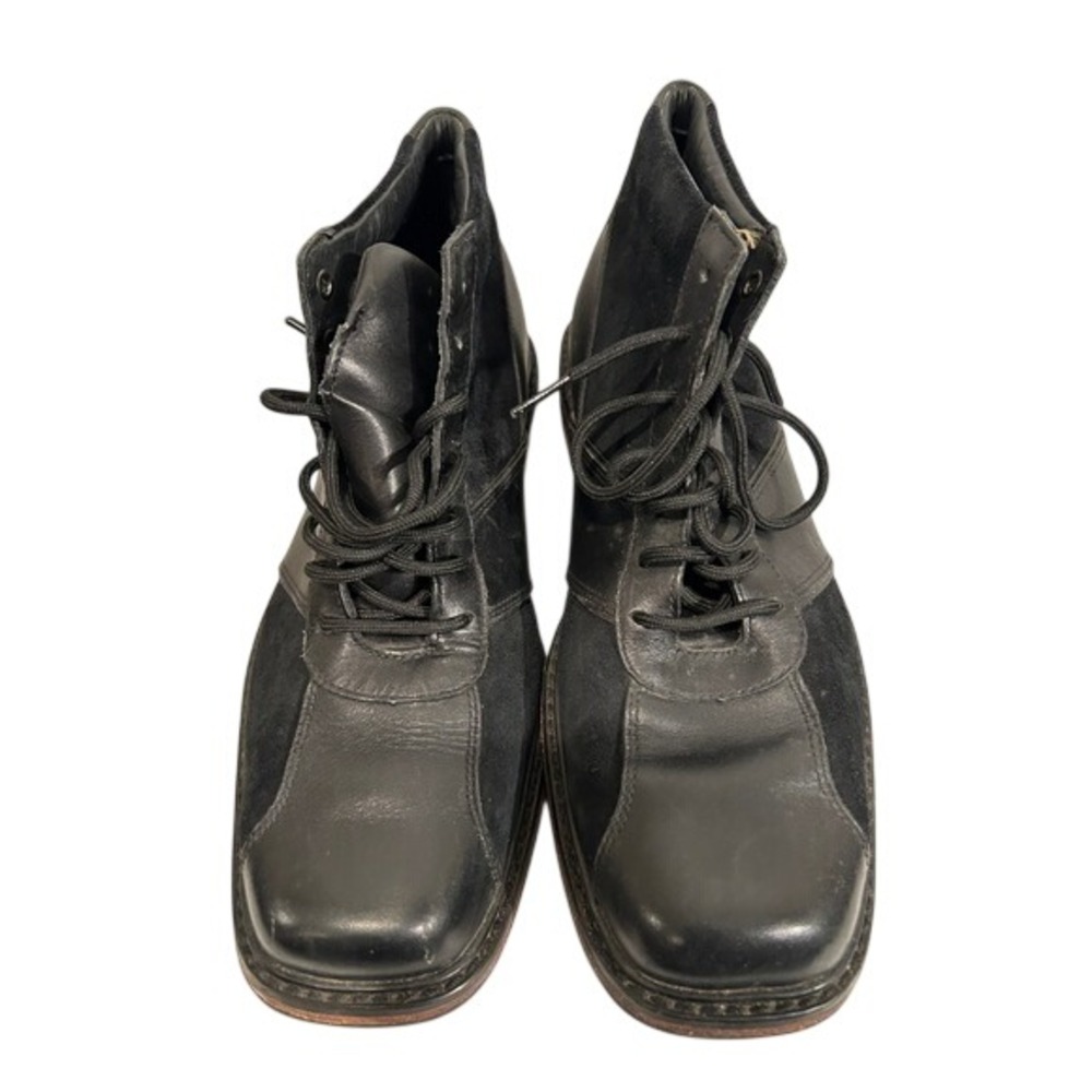 Timberland Square Toe Black Leather Suede Men‎ 10.5 Mid Top Boots